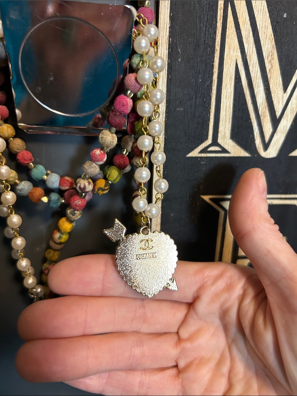 Authentic Designer Charm from a Zipper Pull on a Repurposed, Faux Pearl Chain - Picture 12 of 16